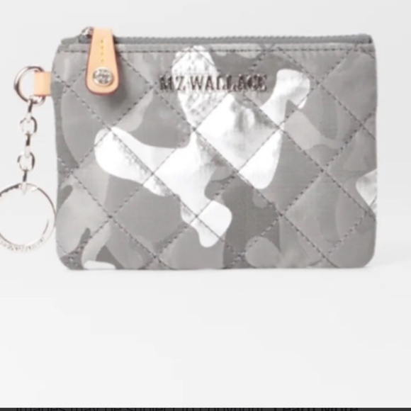 MZ Wallace Silver Metallic Flat Metro Camo Key Pouch - Picture 1 of 9